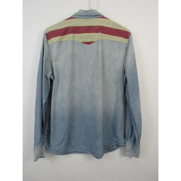 Denim & Supply American Flag Patriotic Western Rodeo Button Down Chambray Shirt - Picture 6 of 7